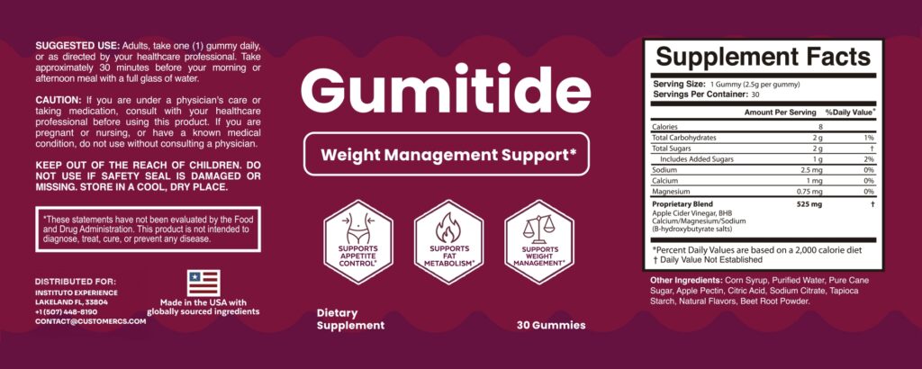Gumitide Supplement Facts Label